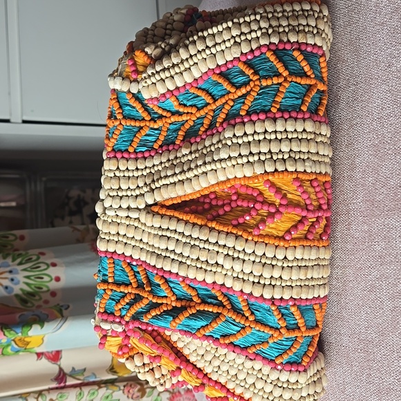 NWT Indian Wood Beaded Clutch - Picture 4 of 7